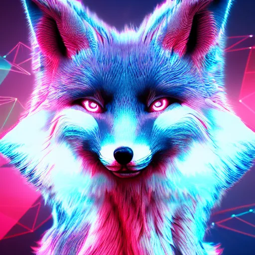 Image similar to synthwave fox, digital art, 3 d render, oktane, post - processing