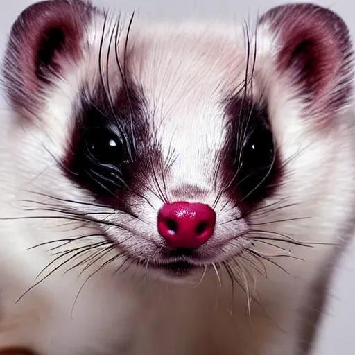 Image similar to ferret wearing clown makeup