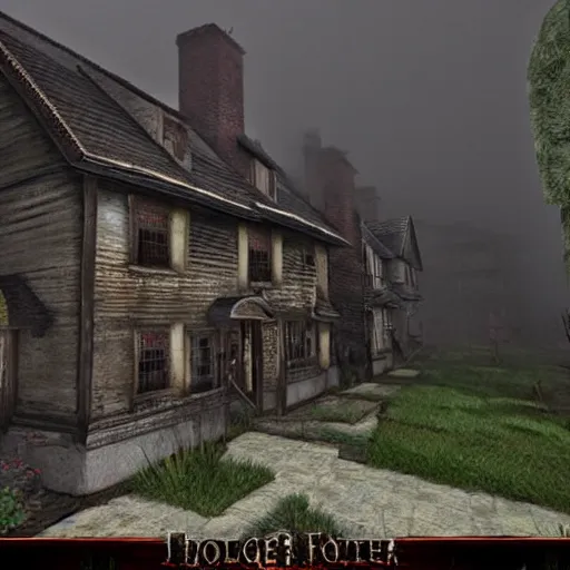 Image similar to Village render horror fog foster highly detailed game one house fear