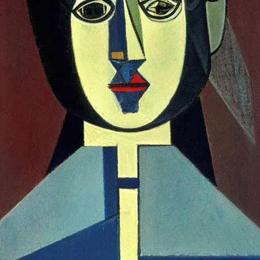 Prompt: portrait of a female android by pablo picasso