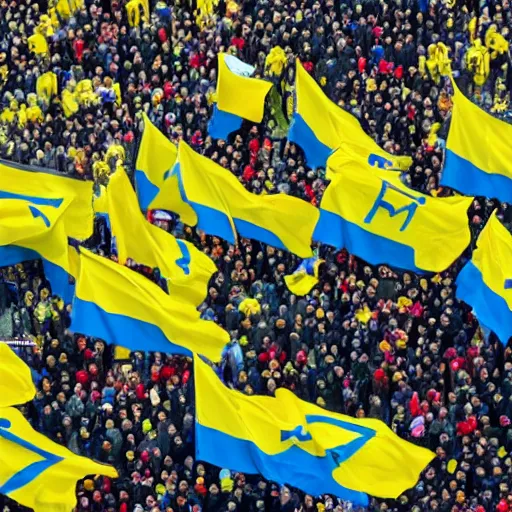 Image similar to an abstract image of a rally for ukraine