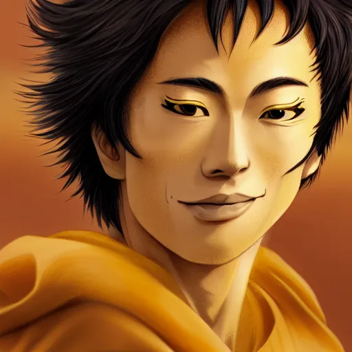 Prompt: beautiful serene intricate photograph of zuko from the fire nation as a japanese young man with gold colored eyes, smiling confidently, relaxing on the beach, golden hour, soft focus, 8 k, art by irakli nadar, hyperrealism, hyperdetailed, ultra realistic