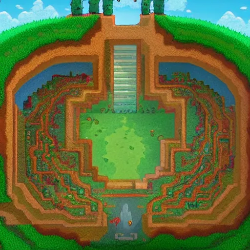 Prompt: portal to terraria. detailed. rule of thirds. intricate. sharp focus. wide angle. unreal engine 8 k. painting by wes anderson