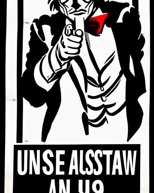 Prompt: anonymous as uncle sam in the style of australian communist propaganda poster art in the year 1 9 8 7, ultra realistic concept art intricate detail