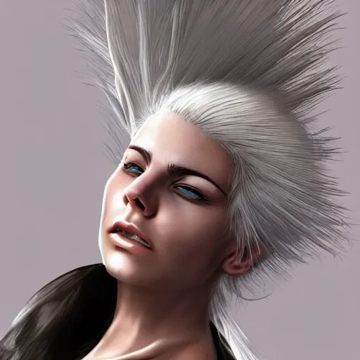 Prompt: portrait of a stunning female warrior with white hair, closeup, devianart