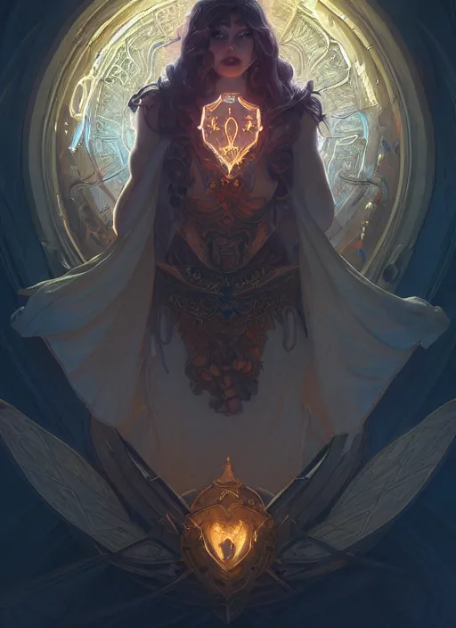 Image similar to portrait of god of death, fantasy, glowing lights!! intricate, elegant, highly detailed, artstation, concept art, smooth, sharp focus, hearthstone, illustration, art by artgerm and greg rutkowski and alphonse mucha, 8 k