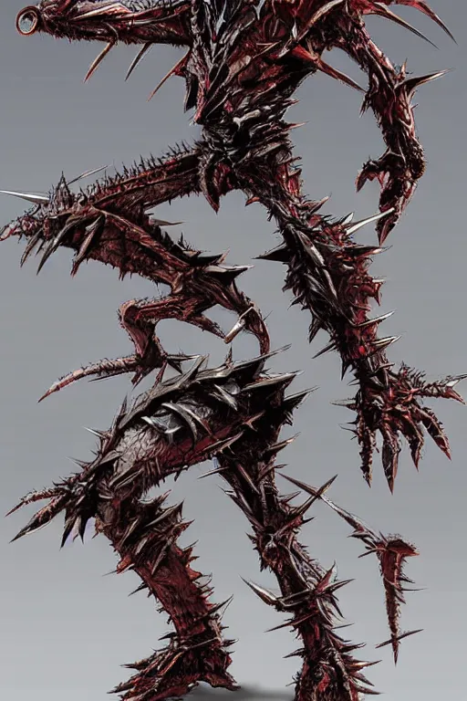 Prompt: a tokusatsu monster realistic with iron spikes by Yasushi Nirasawa