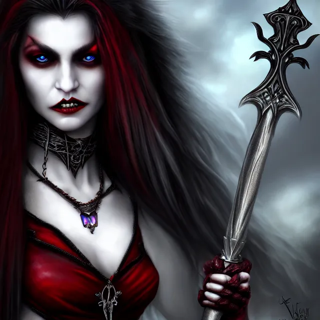 Image similar to beautiful vampire warrior queen, highly detailed, 8 k, hdr, award - winning, trending on artstation, anne stokes, photorealistic