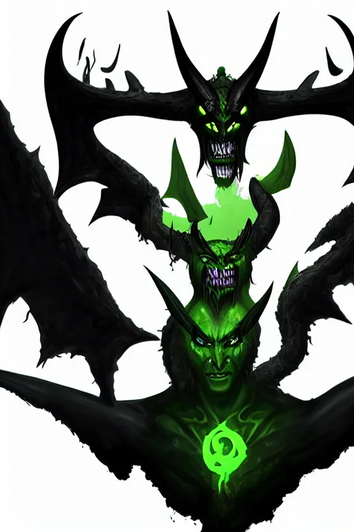 Image similar to illidan the demon hunter with band on his eyes that he sees through and demon wings from world of warcraft vector art