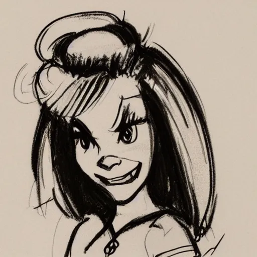 Image similar to milt kahl sketch of ashley olson