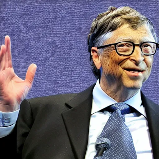 Prompt: Bill Gates presenting the iPhone