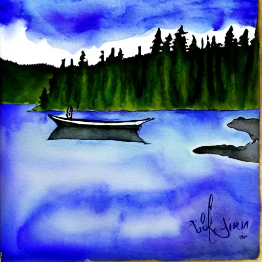 Prompt: zen lake ink