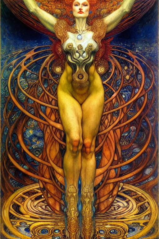 Image similar to Divine Chaos Engine by Karol Bak, Jean Delville, William Blake, Gustav Klimt, and Vincent Van Gogh, symbolist, visionary