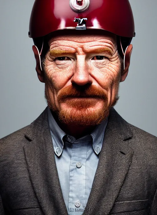 Prompt: tiny bryan cranston fused with a cranberry, cranberry helmet, studio light, bloom, detailed face, magazine, press, photo, steve mccurry, david lazar, canon, nikon, focus