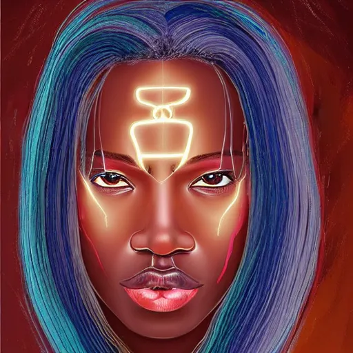 Prompt: “sango God of thunder plaited hair lightning facial details proportionate dark skinned symmetrical digital art oil painting”