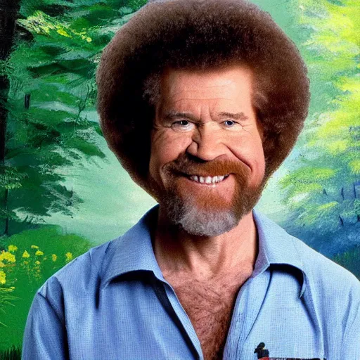 Prompt: bob ross in the nature by bob ross