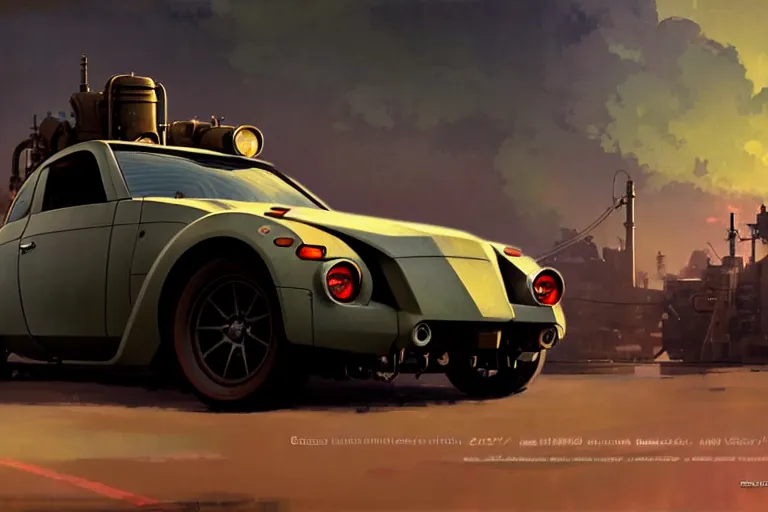 Prompt: dieselpunk nissan z 3 4, painted by greg rutkowski makoto shinkai takashi takeuchi studio ghibli, akihiko yoshida