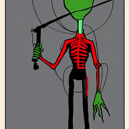 Image similar to alien with telescopic limbs dressed like david bowie