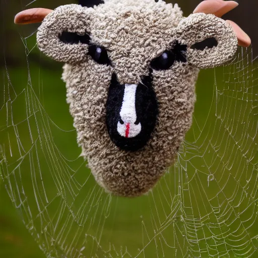 Prompt: spider web sheep-shape
