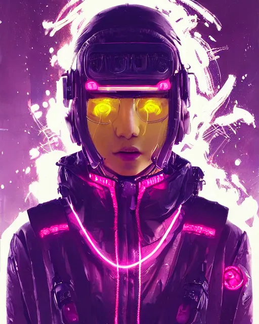 Image similar to detailed portrait Neon Operator Girl, cyberpunk futuristic neon, reflective puffy coat, decorated with traditional Japanese ornaments by Ismail inceoglu dragan bibin hans thoma greg rutkowski Alexandros Pyromallis Nekro Rene Maritte Illustrated, Perfect face, fine details, realistic shaded, fine-face, pretty face