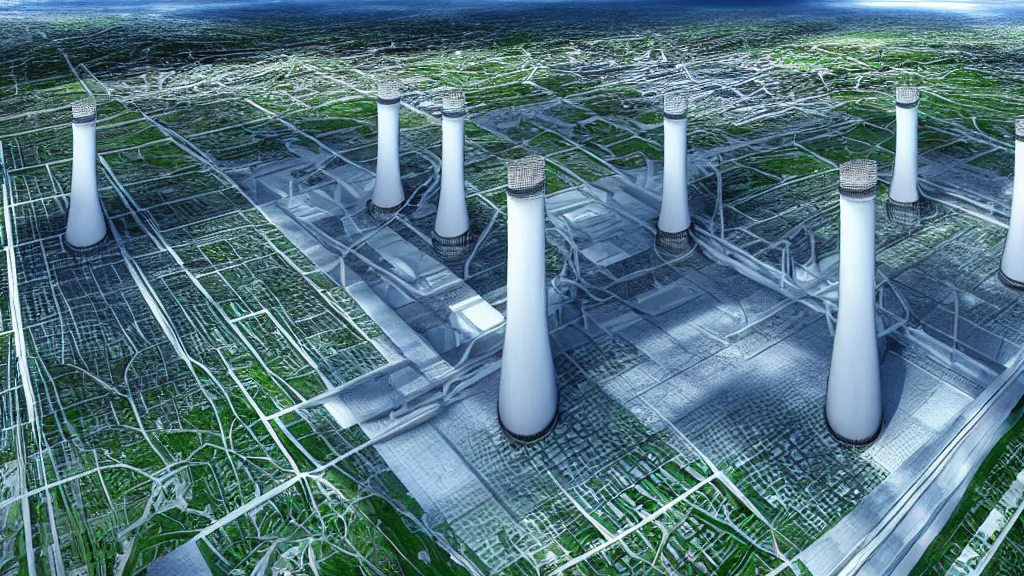 Image similar to Nuclear Forest Hybrid Power Station; Location: Quito, Ecuador; by Vincent Callebaut; Cinema 4K, 8K;