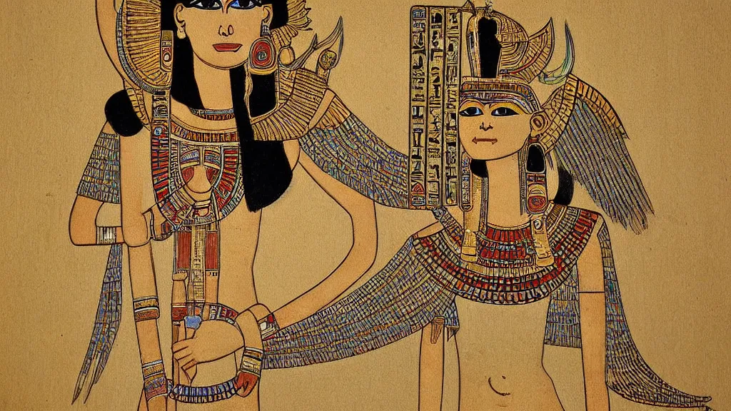 Prompt: lowbrow artwork of an egyptian goddess