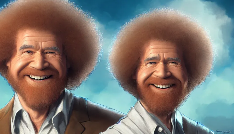 Prompt: Bob Ross smiling as an angel, hyperdetailed, artstation, cgsociety, 8k