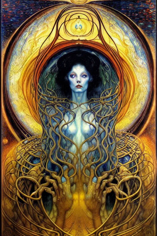 Image similar to Divine Chaos Engine by Karol Bak, Jean Delville, William Blake, Gustav Klimt, and Vincent Van Gogh, symbolist, visionary