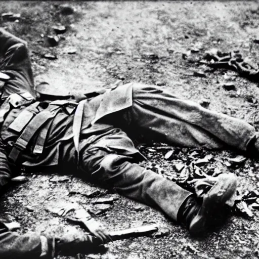 Image similar to photo of a dead american soldier during world war 2