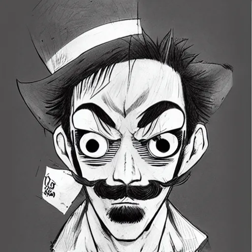 Image similar to [ mustache luffy ] by kim jung gi