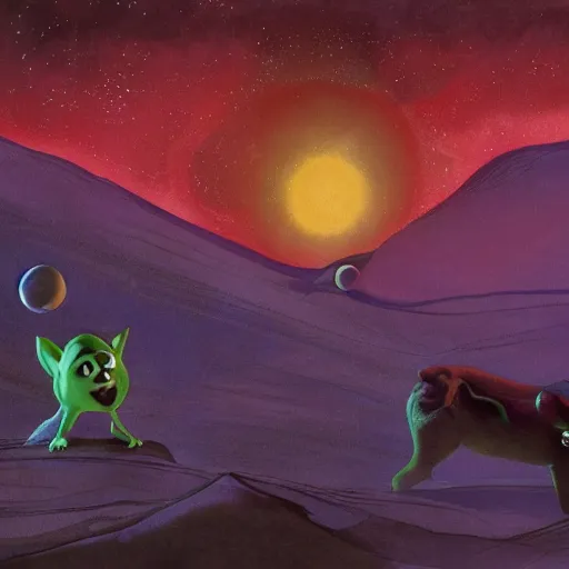 Prompt: The Mystery of the Third Planet animation film traditional drawn animation by Natalya Orlova Goreva Roman Kachanov