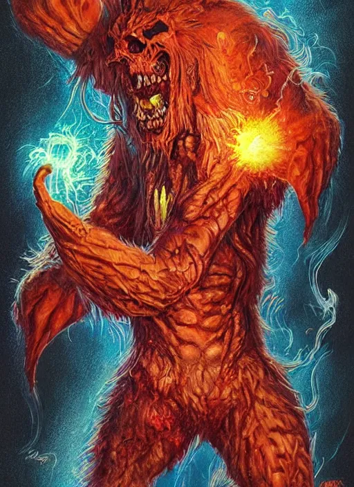 Image similar to monsters ,amazing, lasers, explosions, fire, digital art, fantasy, magic, trending on artstation, ultra detailed, professional illustration,chalk, poster artwork by Basil Gogos , clean