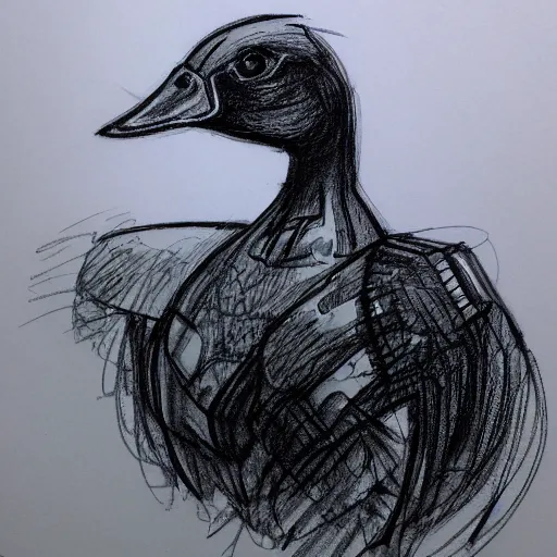 Image similar to cyberpunk duck sketch