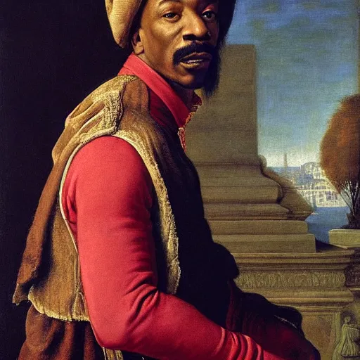 Image similar to renaissance portrait of Eddie Murphy, masterpiece by Eugene de Blaas