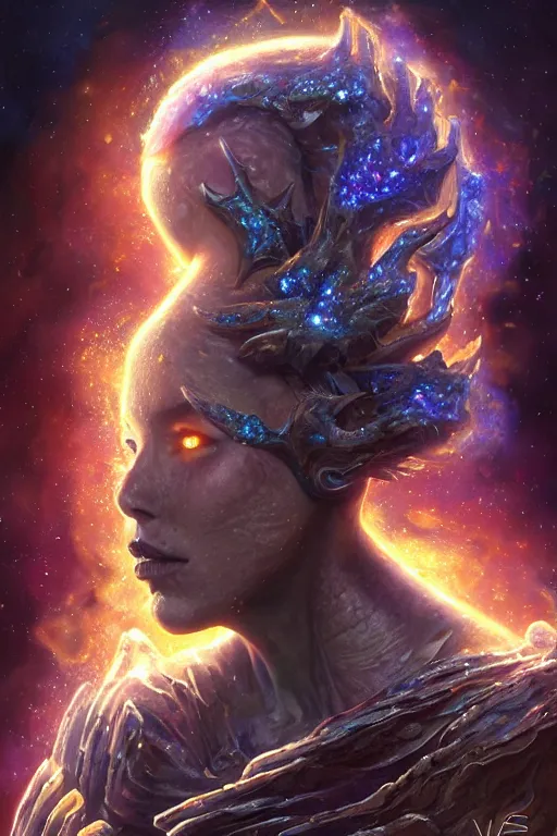 Image similar to beautiful oil painting with high detail of a wise Space ent(Crying Hugely) made of stars and plasma, hybrid from dungeons and dragons and art direction by James Cameron ;by artgerm; wayne reynolds art station; cinematic quality character render; low angle; ultra high quality model; production quality cinema model