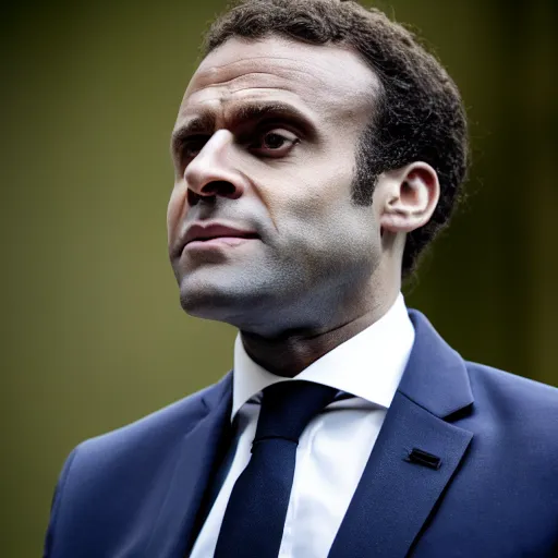 Image similar to afro-american Emmanuel Macron, 50mm photography, high quality, 4K