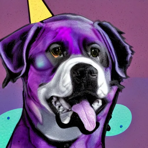 Prompt: an anamorphic of purple dog, in the style of disney, mixed media collage, highly detailed, 8k resolution