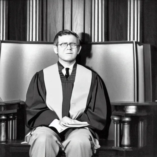 Image similar to Jack Sparrows first day on the bench of the Supreme Court, 35mm film