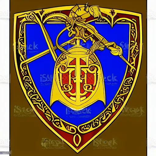 Image similar to coat of arms on a shield, vector art, brian froud