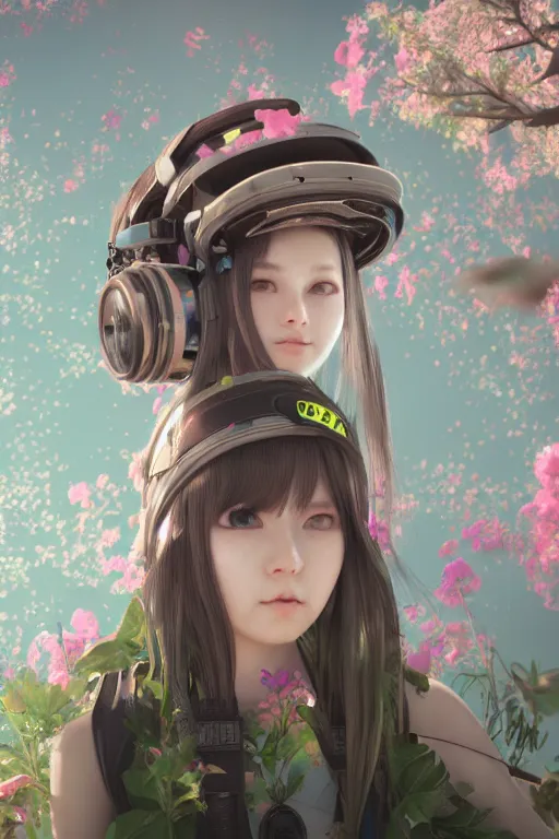 Image similar to solarpunk girl kawaii wearing oculus, ultra realistic, concept art, intricate details, highly detailed, photorealistic, octane render, 8 k