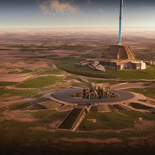 Prompt: cahokia is back from the future, was never gone, now the capital of planet earth, year 3 3 3 3, high definition, 8 k, octane render