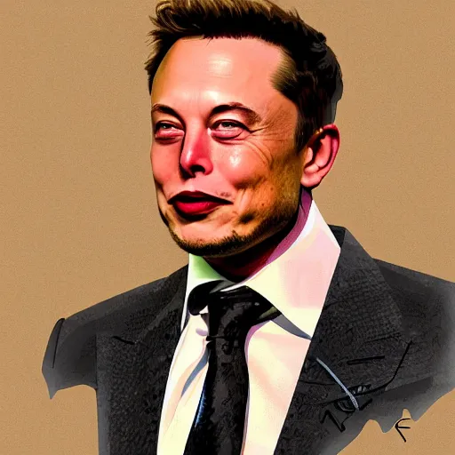 Image similar to elon musk is two face, harvey dent from batman, one face side has dragonskin fantasy sharp focus intricate elegant digital painting