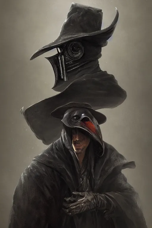 Prompt: A fancy portrait of a Plague Doctor by Greg Rutkowski, Sung Choi, Mitchell Mohrhauser, Maciej Kuciara, Johnson Ting, Maxim Verehin, Peter Konig, Bloodborne, 8k photorealistic, cinematic lighting, HD, high details, dramatic, dark atmosphere, trending on artstation