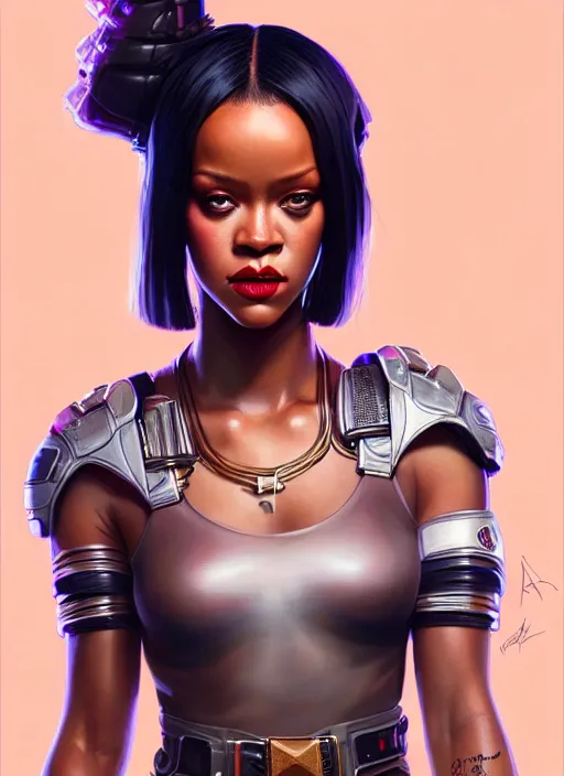 Prompt: portrait of apex legends rihanna, intricate, elegant, glowing lights, highly detailed, digital painting, artstation, glamor pose, concept art, smooth, sharp focus, illustration, art by artgerm and greg rutkowski, artey freytag