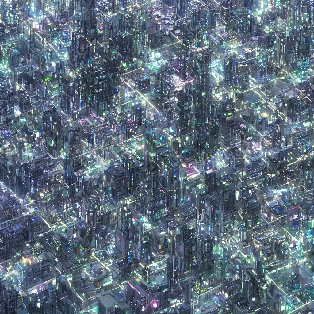 Image similar to A futuristic city that resembles a computer, detailed