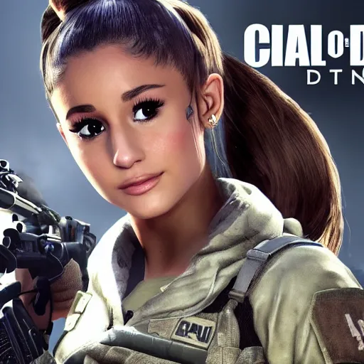 Image similar to Ariana Grande in Call of Duty, 4k