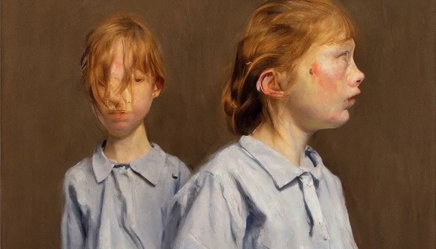 Image similar to painting by borremans, girl, detailed, stunning