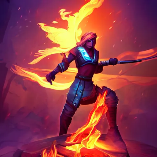 Prompt: a flame epic legends game icon stylized digital illustration radiating a glowing aura global illumination ray tracing hdr fanart arstation by ian pesty and katarzyna da bek - chmiel