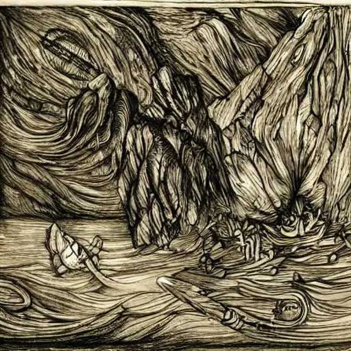 Prompt: smoky abyssal intricate rapids crystal cockatiel madeira loch spook , by Albrecht Durer and Anton Pieck and Wassily Kandinsky , An ink drawing , flat shading , trending on artstation