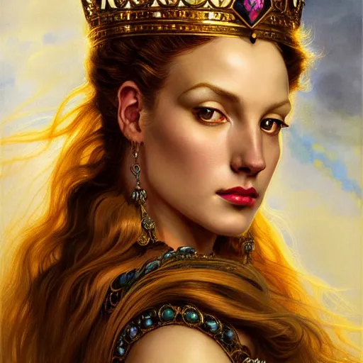 Prompt: highly detailed portrait of a majestic lioness queen in the form of a beautiful woman. d & d. art by eugene delacroix, donato giancola, anna dittmann, arthur adams, alberto vargas. trending on artstation, intricate details, energetic composition, golden ratio, concept art, illustration, elegant art, global illuminaition